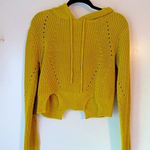 Blue Blush mustard yellow cropped hoodie